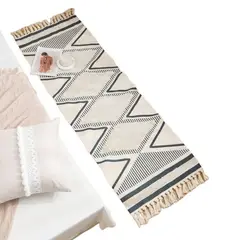 GENERICO - Pasillera Baja De Cama Kelim Tejida Flecos Alfombra 180x60cm