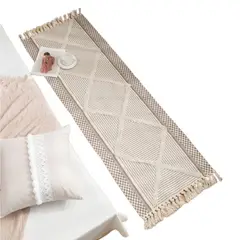 GENERICO - Pasillera Baja De Cama Kelim Tejida Flecos Alfombra 180x60cm