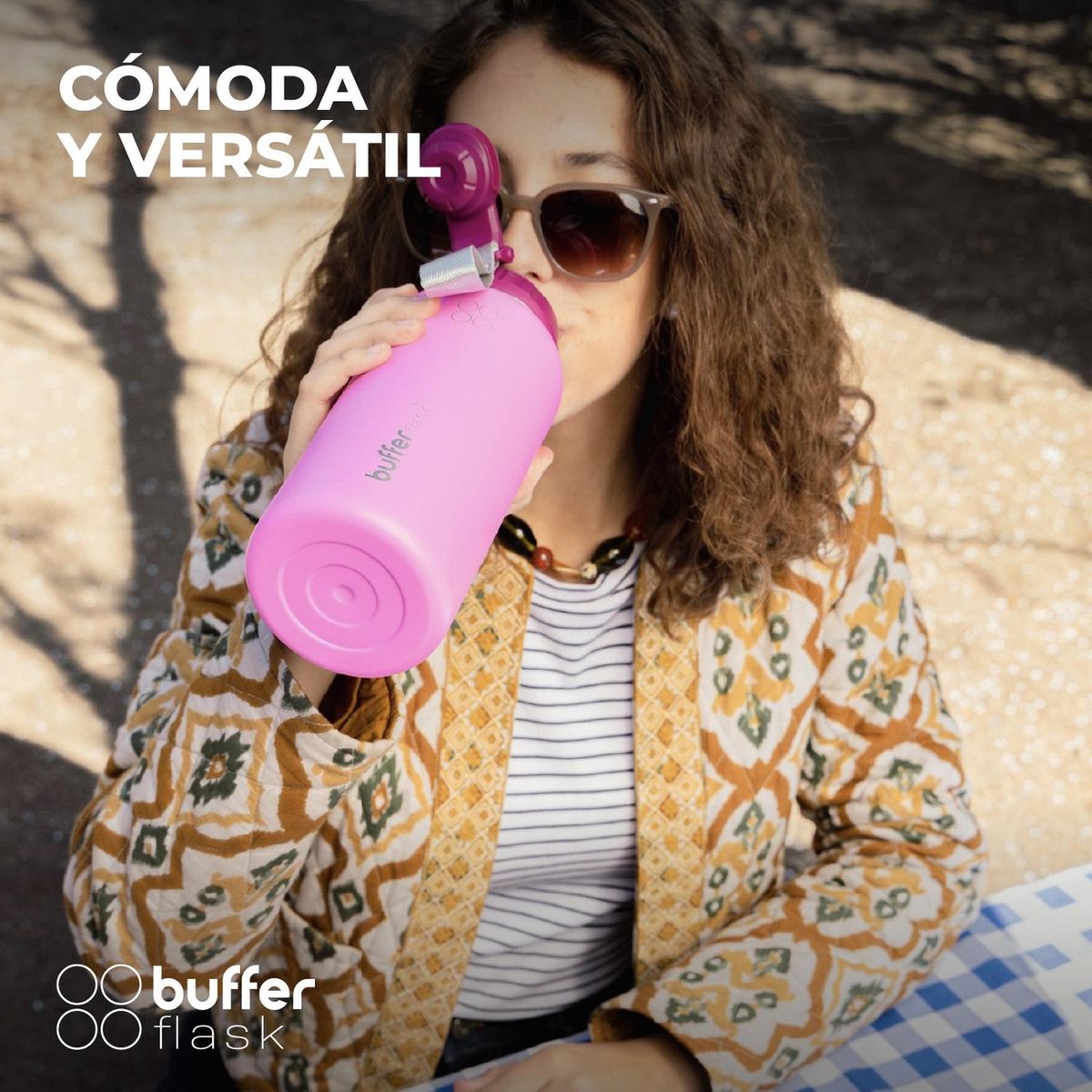 BUFFER FLASK - Termo Botella Agua Termica Acero Inox + Tapas - Violeta