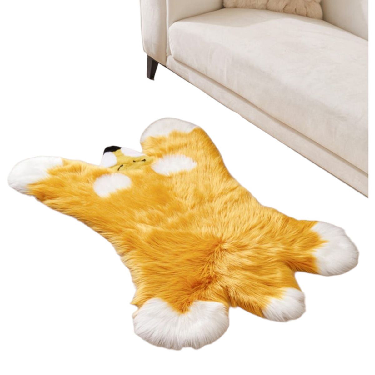 GENERICO - Alfombra Peludita Pelo De Oveja Diseño Oso Tapete 85x115cm Amarillo