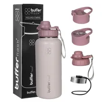 Termo Botella Agua Termica Acero Inox + Tapas - Rosa claro