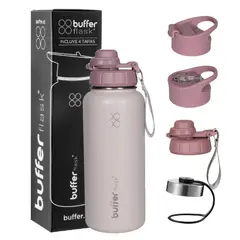 BUFFER FLASK - Termo Botella Agua Termica Acero Inox + Tapas - Rosa claro