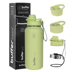 BUFFER FLASK - Termo Botella Agua Termica Acero Inox + Tapas - Verde claro