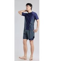 Conjunto De Baño Hombre Short Polera Y Gorro Secado Rápido 8001