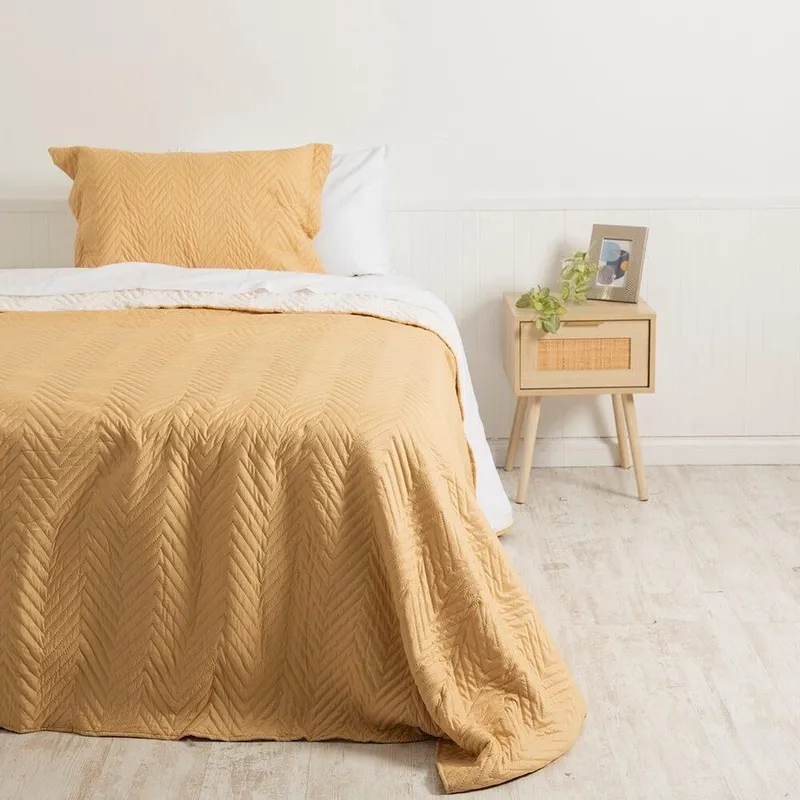 MASHINI - Cubrecama Quilt Sherpa 1.5 Plaza Amarillo