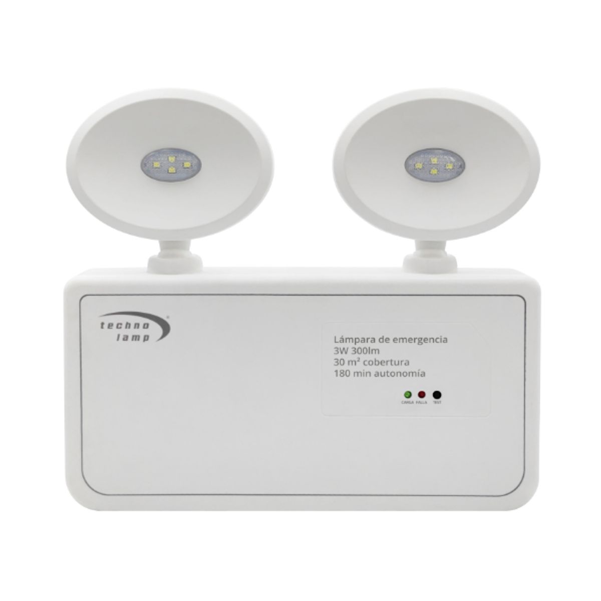 TECHNOLAMP - Lámpara de Emergencia Technolamp 2 Focos Recargable 300LM 30MT2