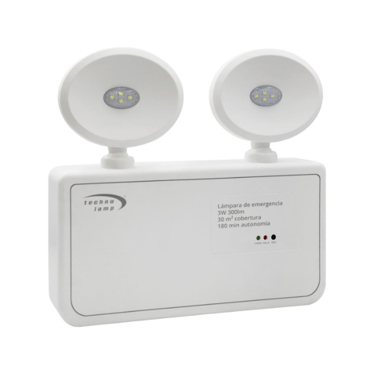 TECHNOLAMP - Lámpara de Emergencia Technolamp 2 Focos Recargable 300LM 30MT2