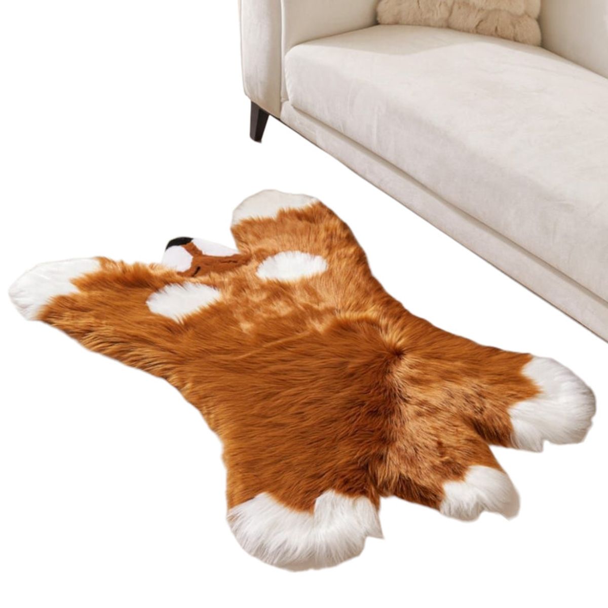 GENERICO - Alfombra Peludita Pelo De Oveja Diseño Oso Tapete 85x115cm Café