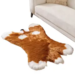 GENERICO - Alfombra Peludita Pelo De Oveja Diseño Oso Tapete 85x115cm Café
