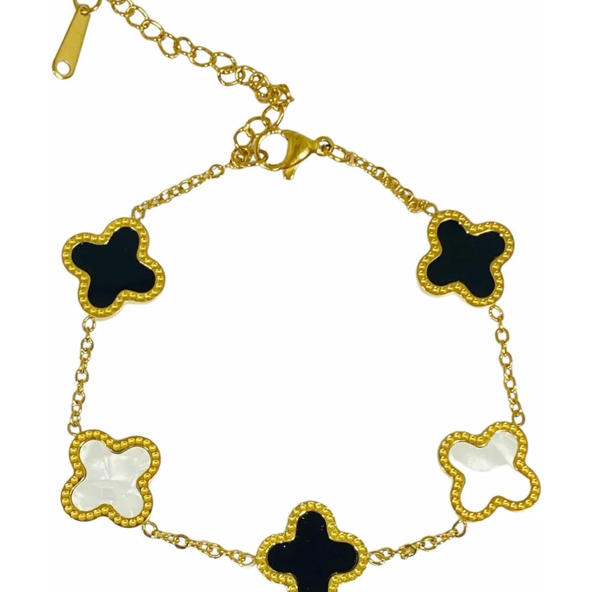 ZG JOYAS - Pulsera De Titanio Galvanizado En Oro 14k Trebol 4 Hojas