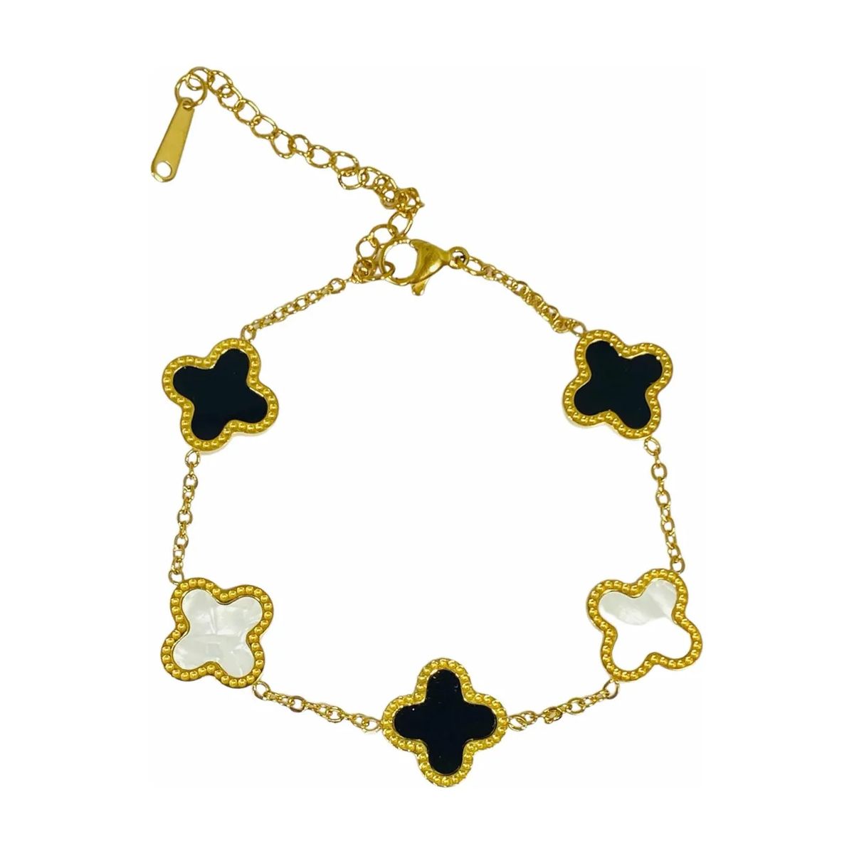 ZG JOYAS - Pulsera De Titanio Galvanizado En Oro 14k Trebol 4 Hojas