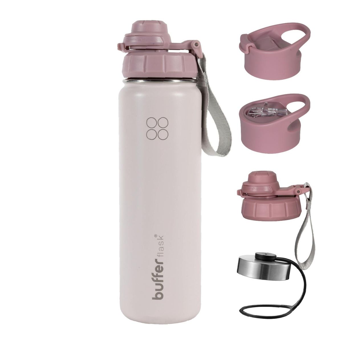 BUFFER FLASK - Termo Botella Agua Termica Acero Inox + Tapas - Purpura