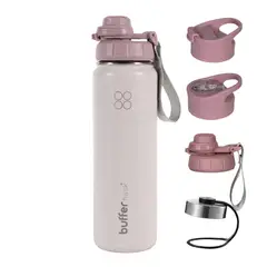 BUFFER FLASK - Termo Botella Agua Termica Acero Inox + Tapas - Purpura