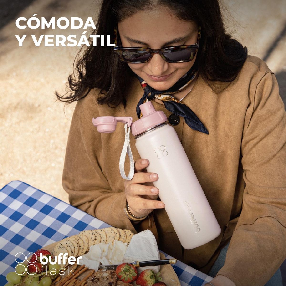 BUFFER FLASK - Termo Botella Agua Termica Acero Inox + Tapas - Purpura