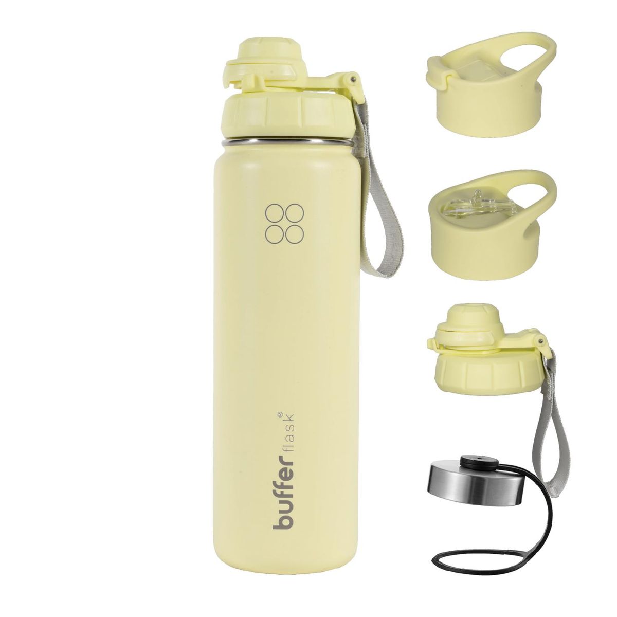 BUFFER FLASK - Termo Botella Agua Termica Acero Inox + Tapas - Amarillo