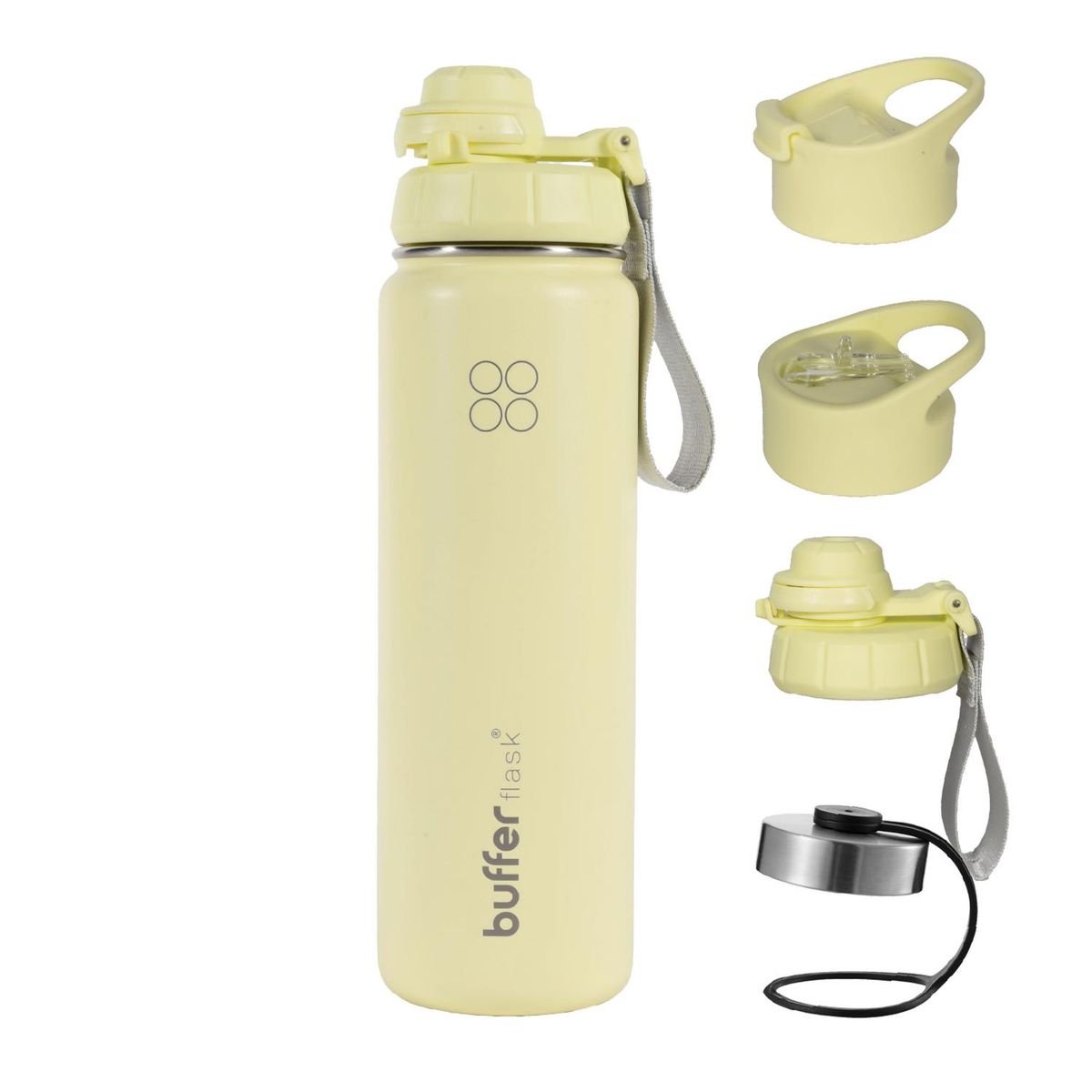 BUFFER FLASK - Termo Botella Agua Termica Acero Inox + Tapas - Amarillo