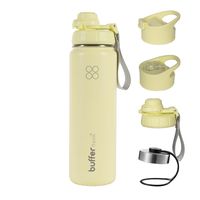 Termo Botella Agua Termica Acero Inox + Tapas - Amarillo