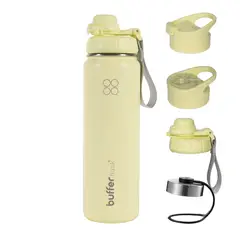 BUFFER FLASK - Termo Botella Agua Termica Acero Inox + Tapas - Amarillo
