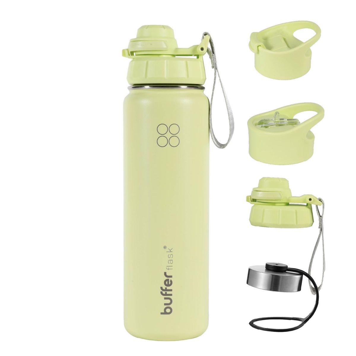 BUFFER FLASK - Termo Botella Agua Termica Acero Inox + Tapas - Verde claro