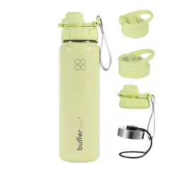 BUFFER FLASK - Termo Botella Agua Termica Acero Inox + Tapas - Verde claro