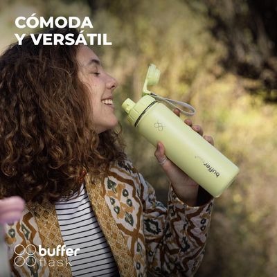 Imagen 2 del producto Termo Botella Agua Termica Acero Inox + Tapas - Verde claro