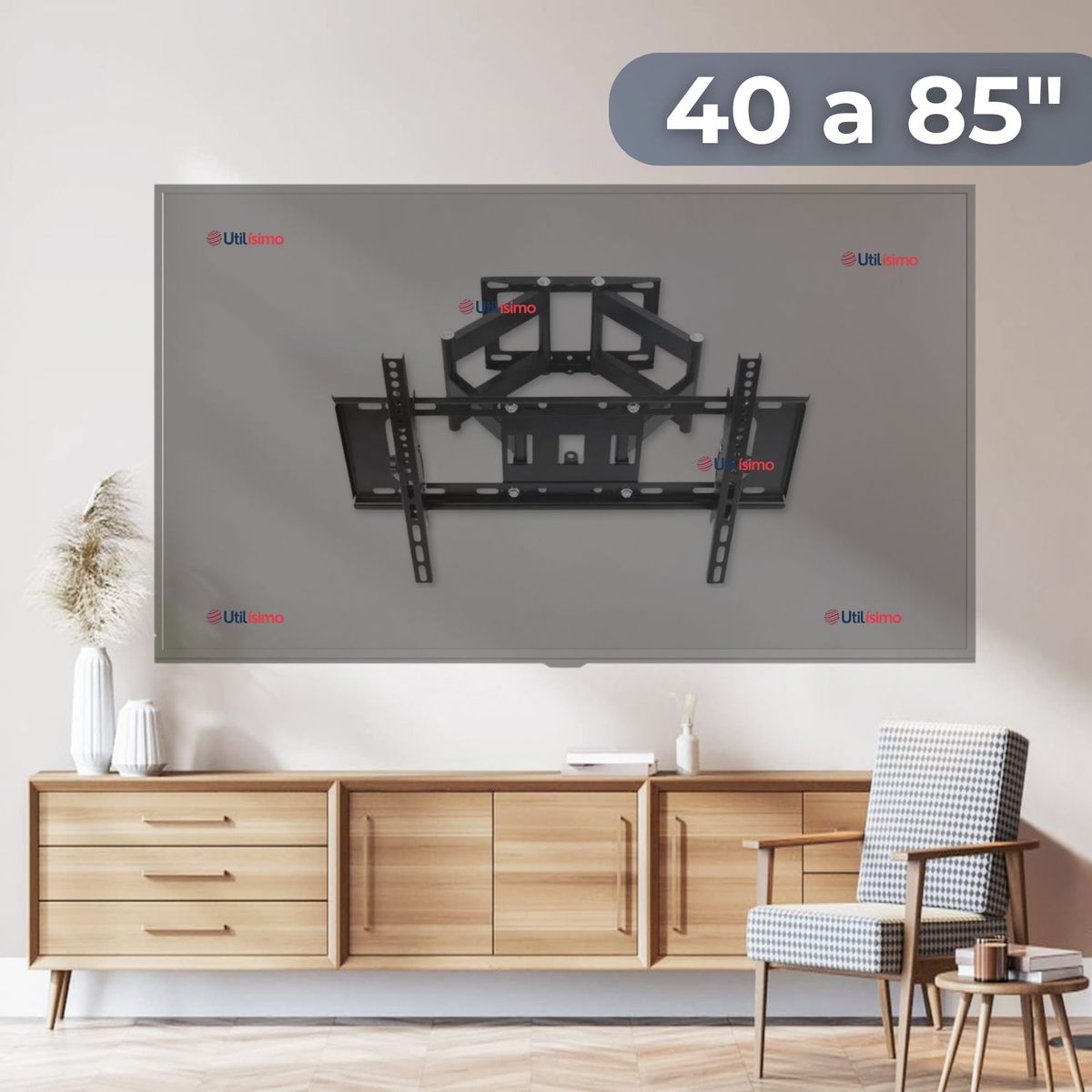 LINE - Soporte TV 40 a 85 Pulgadas 50Kg Soporte TV Pared Ajustable