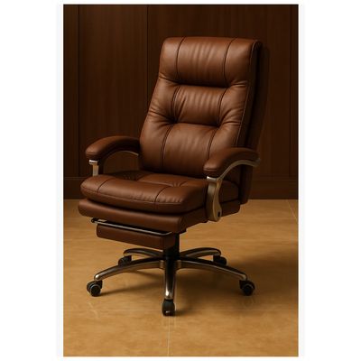 Imagen 2 del producto Silla Oficina Gerencial Asiento De Cuero Pata Acero Premium