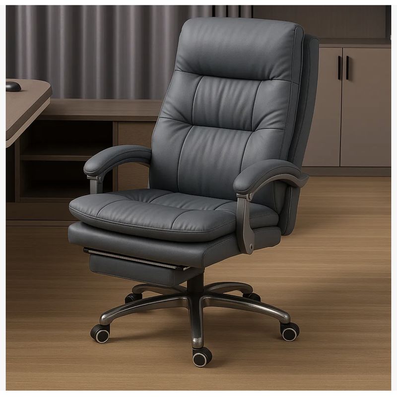 HOMER DESIGN - Silla Oficina Gerencial Asiento De Cuero Pata Acero Premium