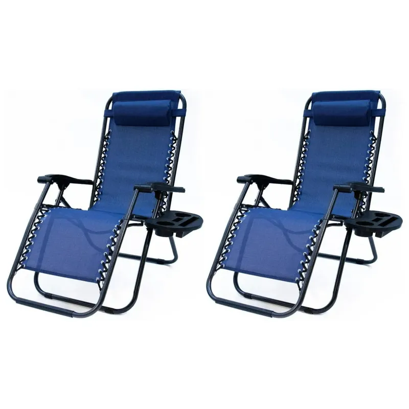 GENERICO - Silla reposera plegable azul 176x67x110cm 2un Casa VIVA