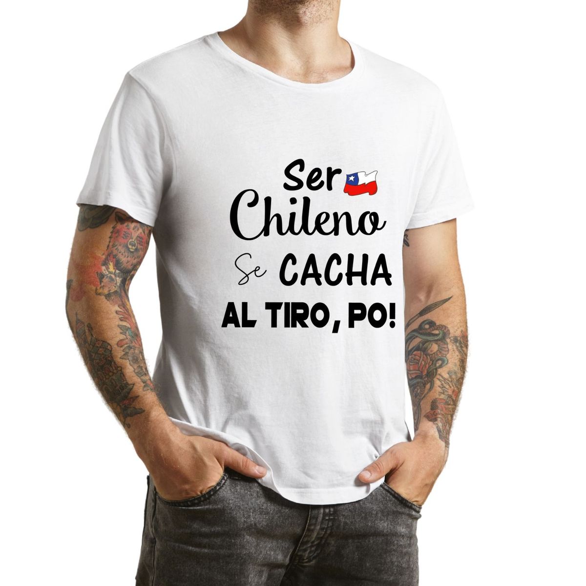 IMPRIME A TU PINTA - POLERA CHILE Ser Chileno se Cacha AlTiro po