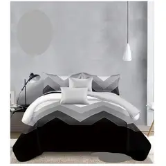 GENERICO - CUBRECAMA KING ZIGZAG GRIS DEGRADE ELEGANTE TENG FEI DELGADO DE VERANO