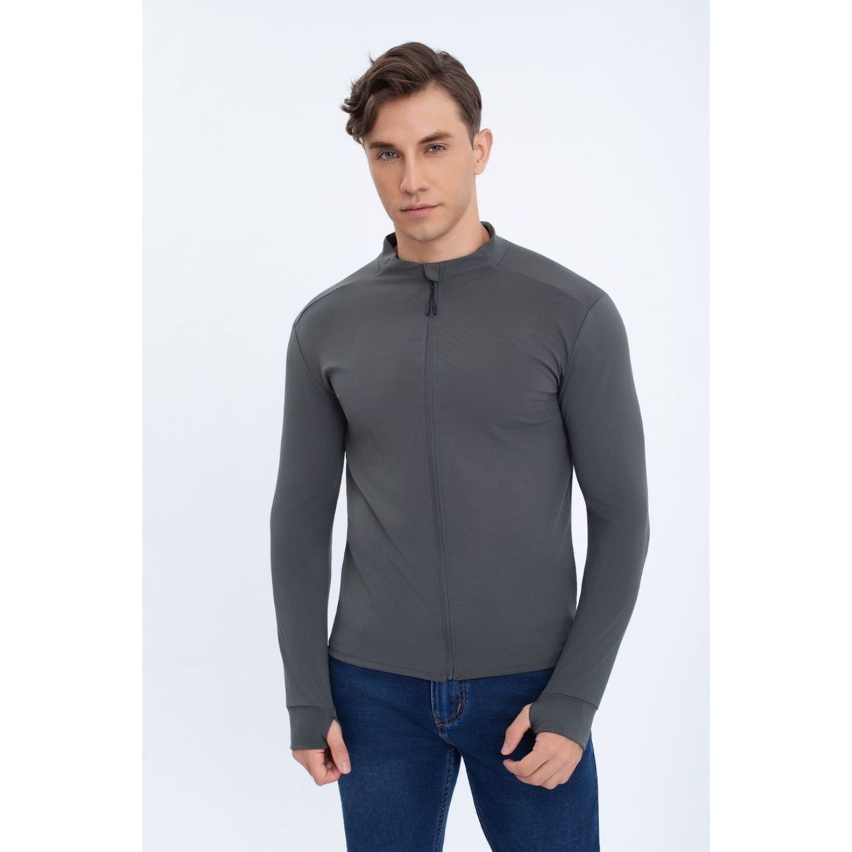 LIKE SHOP - Poleron Deportivo Ajustado Hombre Entrenamiento Cierre 7032