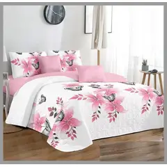 GENERICO - CUBRECAMA KING DE VERANO DISEÑO FLOR ROSAS TF