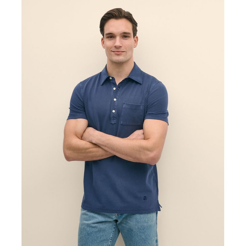 BROOKS BROTHERS - Polera Hombre Garment Dyed Pique Polo Azul Brooks Brothers
