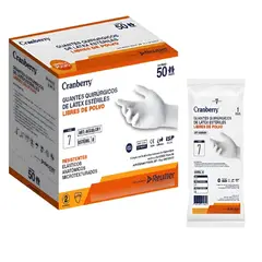 CRAMBERRY - Guante Esteril Quirurgico Cranberry Talla 7 Caja X 50 Pares