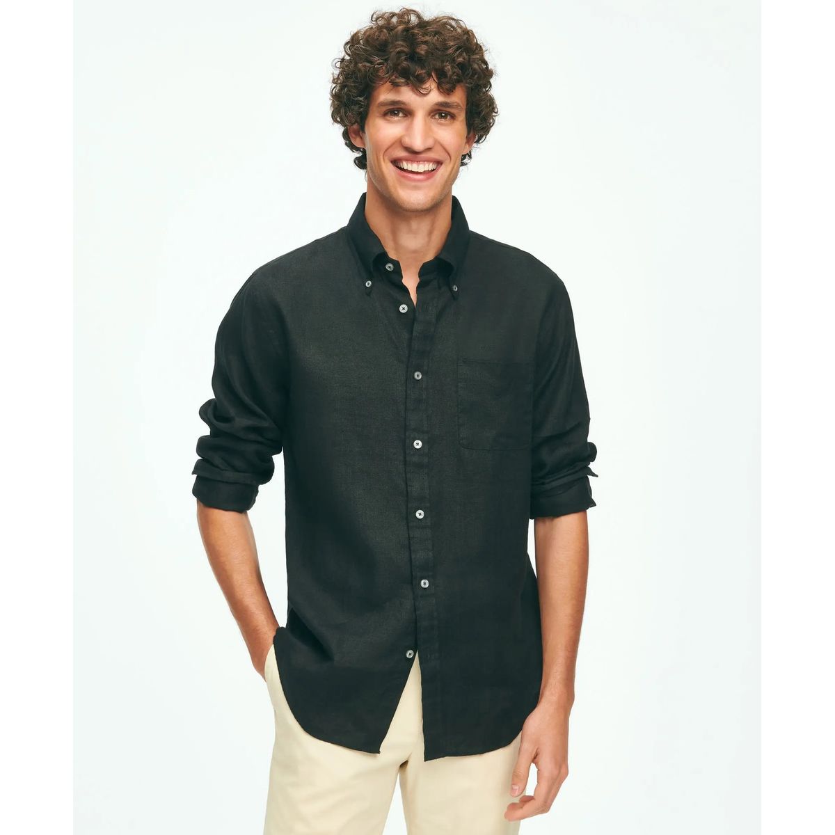 BROOKS BROTHERS - Camisa Hombre Spt Lino Negro Brooks Brothers