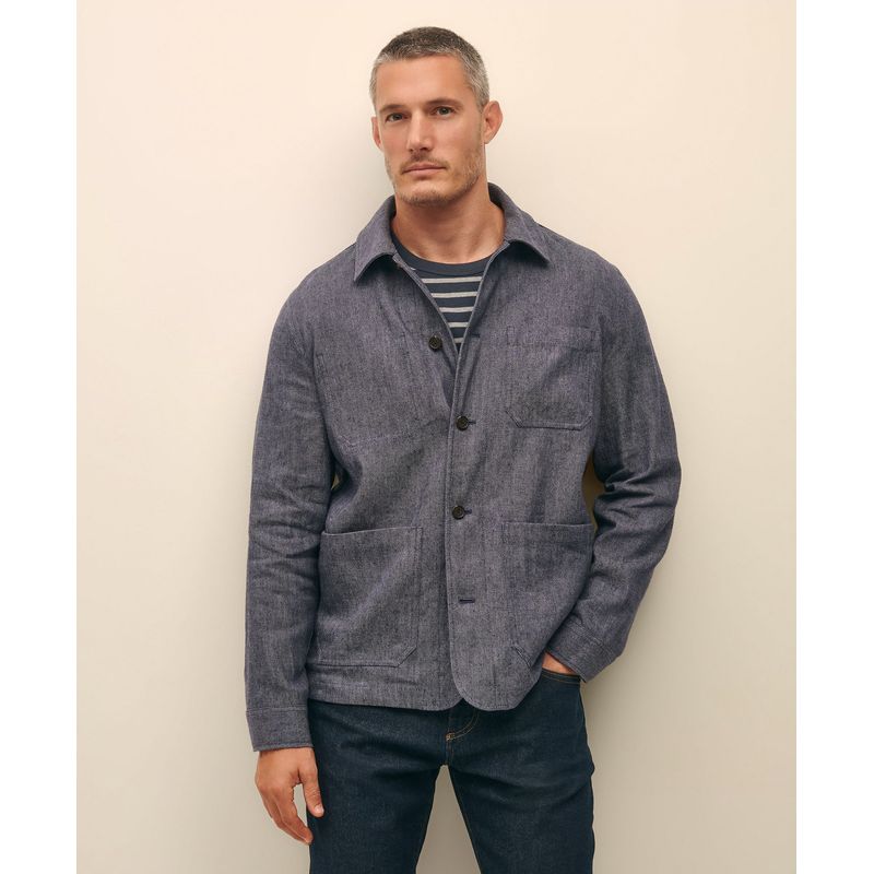 BROOKS BROTHERS - Chaqueta Hombre Out Cttn Lino Chore Azul Brooks Brothers