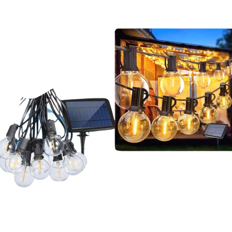 GENERICO - Guirnalda Solar LED Exterior 7.5m con 20 Ampolletas Vintage IP65
