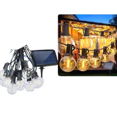 GENERICO - Guirnalda Solar LED Exterior 7.5m con 20 Ampolletas Vintage IP65