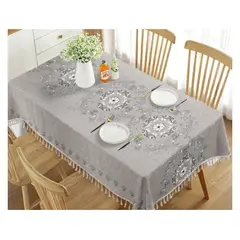 ALMA & DECO - Mantel Antimanchas Mod. Elegant Gray Flecos Bohemios 140 X 220 Cm Rect