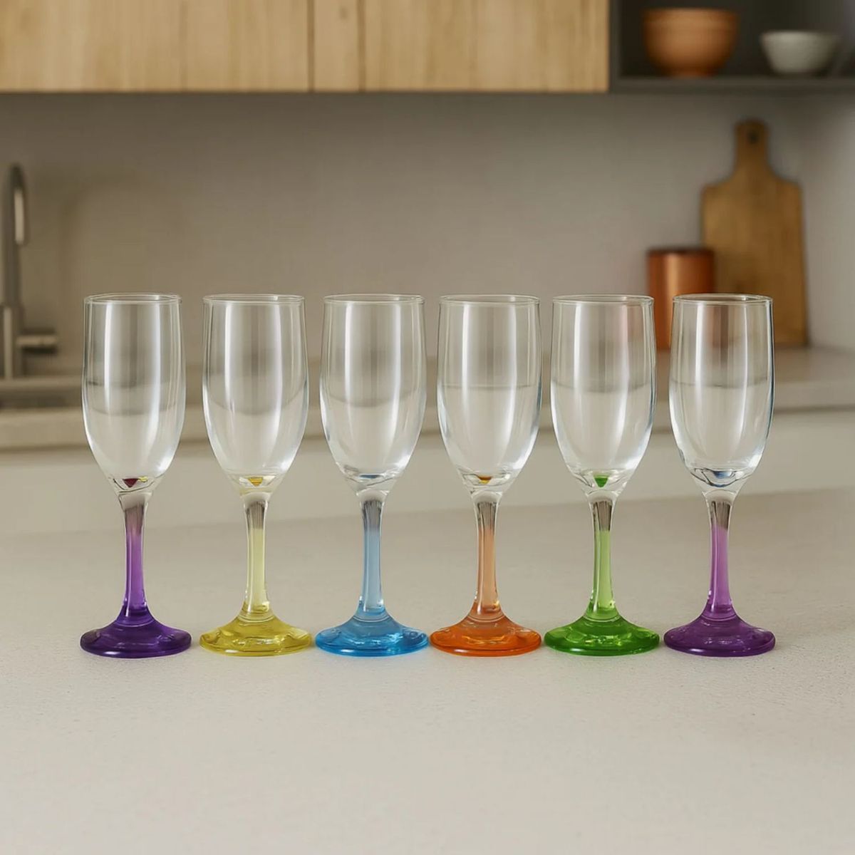 CRISTAR - Set 18 Copas Vasos Cristar Fondo Color Fiestas Celebracion