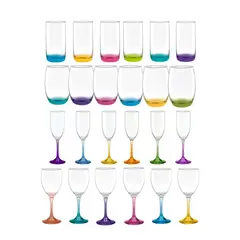 CRISTAR - Set 24 Copas Vasos Fondo Color Fiestas Celebracion