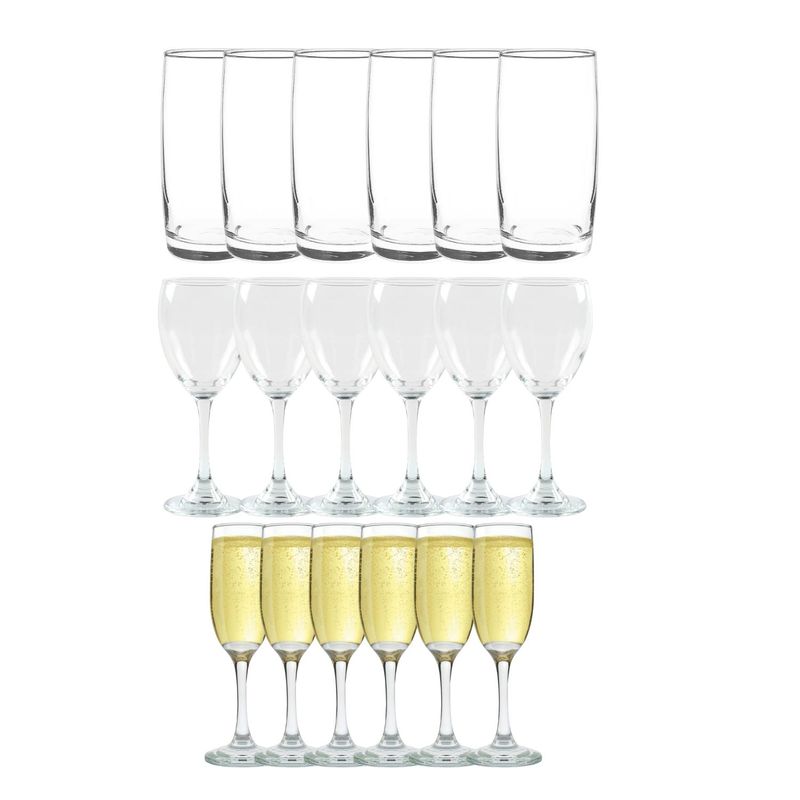 CRISTAR - Set 18 Vasos Copas Vidrio Transparente Cristar Celebraciones