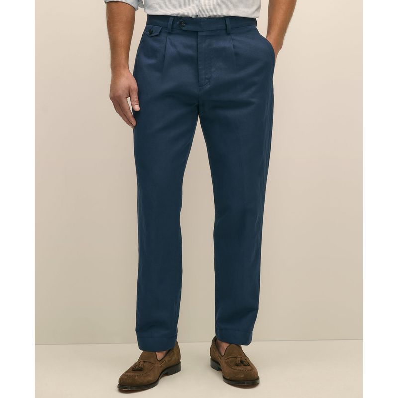 BROOKS BROTHERS - Pantalón Hombre Cbt Lino Cotton PantPlt Azul Brooks Brothers
