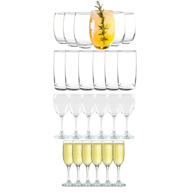 CRISTAR - Set 24 Copas Vasos Vidrio Transparente Cristar Celebraciones