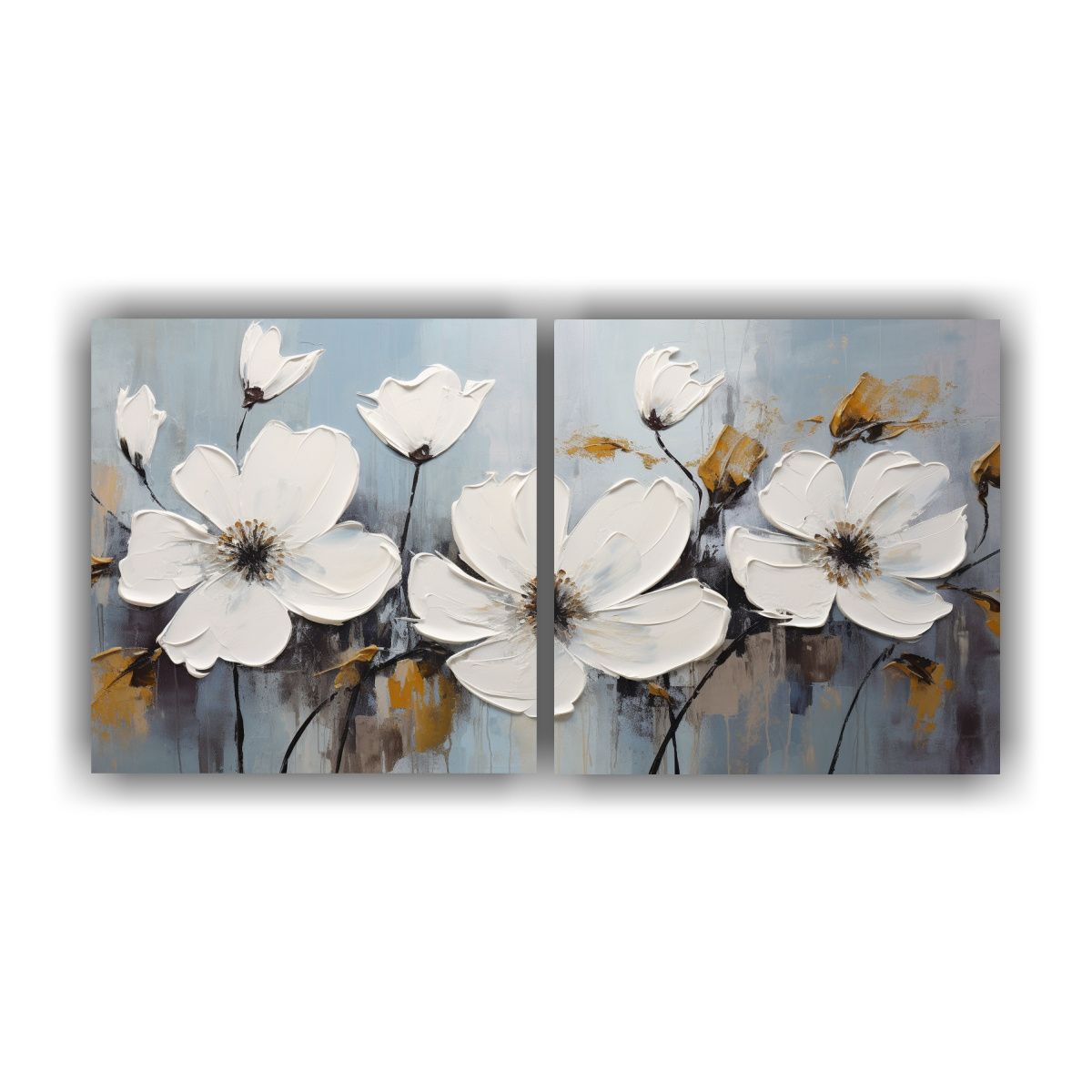GENERICO - Pintura En Lienzo Elegante Con Flores En Blanco Y 140x70 Cm