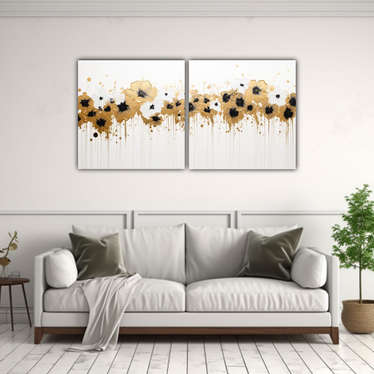 GENERICO - Pintura Acrílica Sin Costuras Sobre Blanco Set 2 140x70 Cm