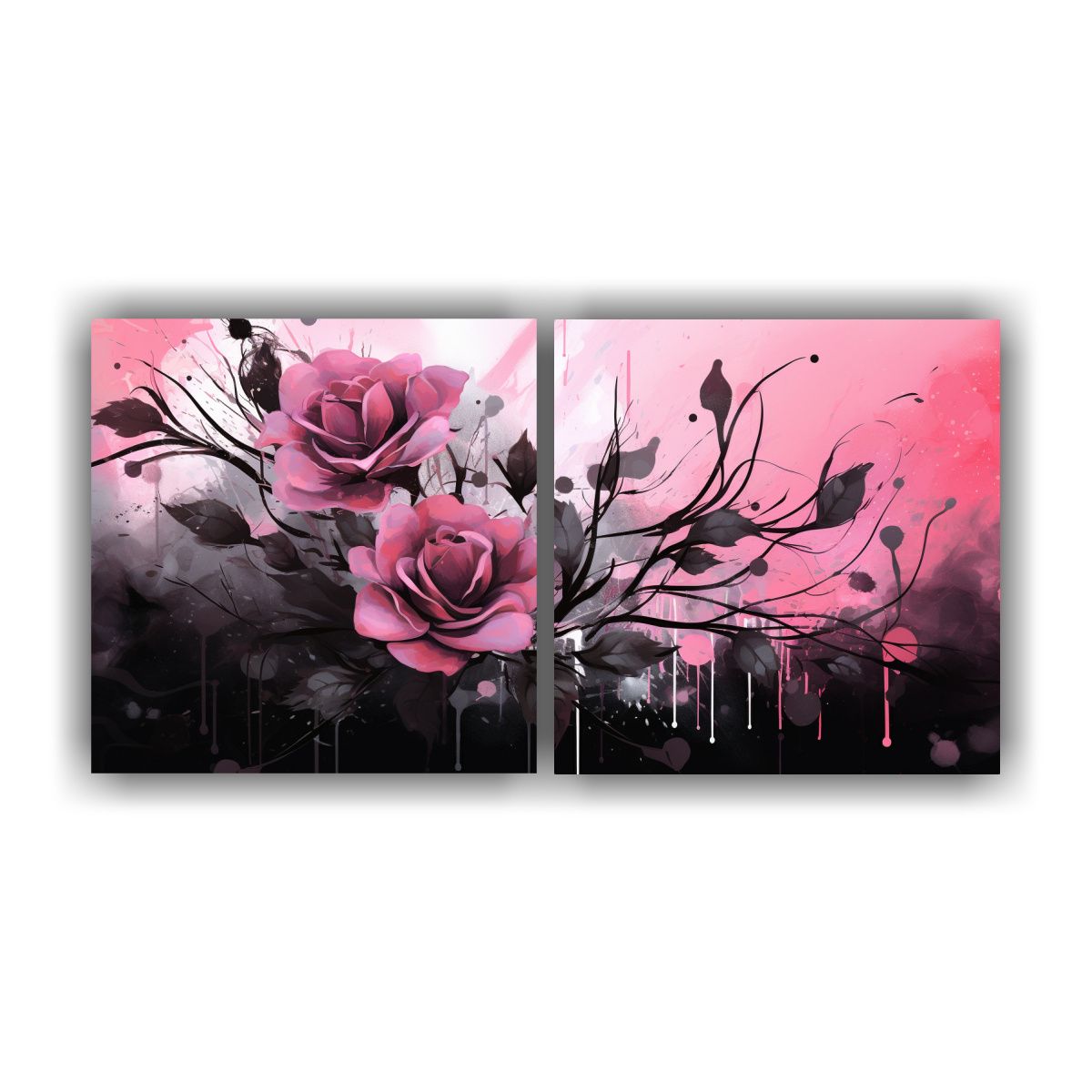 GENERICO - Cuadros De Concepto Para Oficina En Negro Y Rosa 140x70 Cm