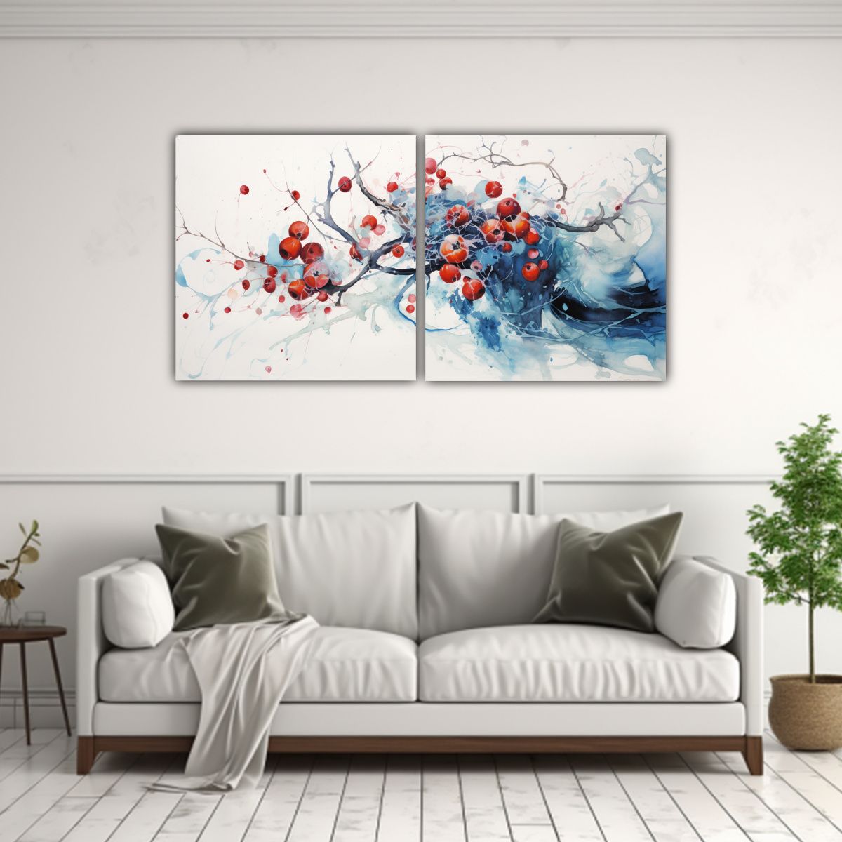 GENERICO - Set 2 Cuadros Conceptuales Lienzo A Fig Tree Rojo 140x70 Cm