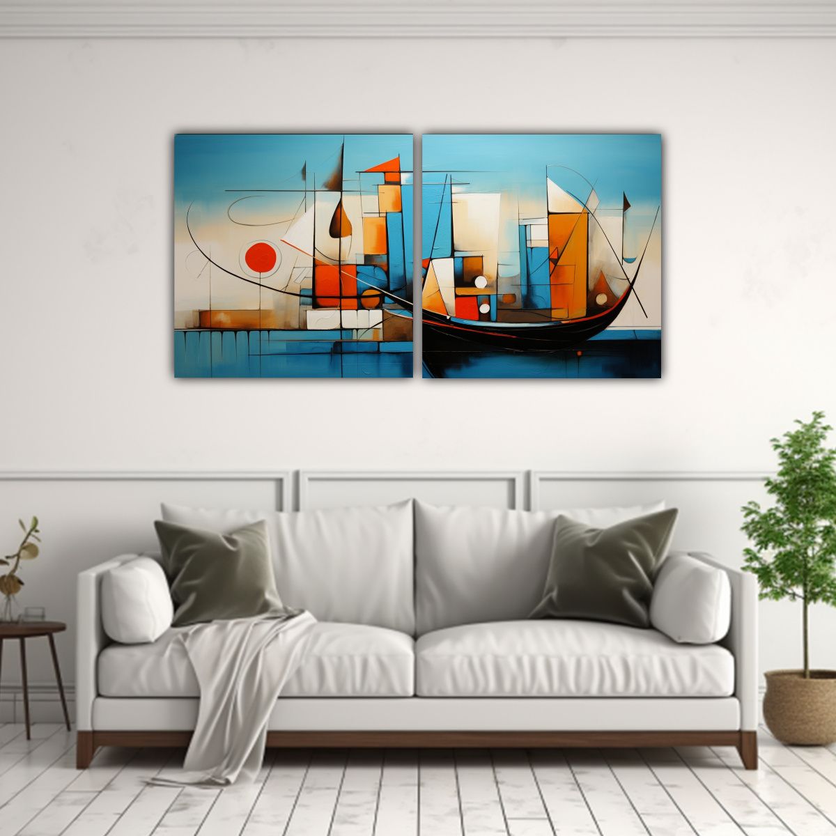 GENERICO - Cuadros De Marinas Abstractas De Belleza Natural 140x70 Cm